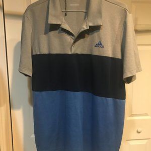 MEN'S ADIDAS GOLF SHIRT LARGE BLUE AND GRAY